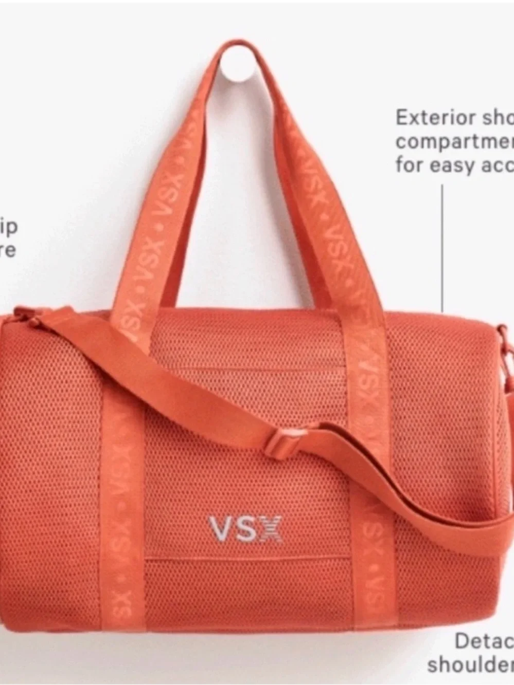 VSX Victoria's Secret Mesh Duffle Gym Bag Orange Convertible Travel Weekender